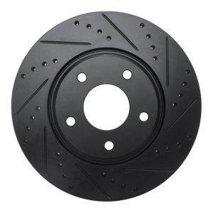 Infiniti I35 Brake Rotor (1) - Front Right - R1 Concepts - Drilled & Slotted - Black - `02-`06